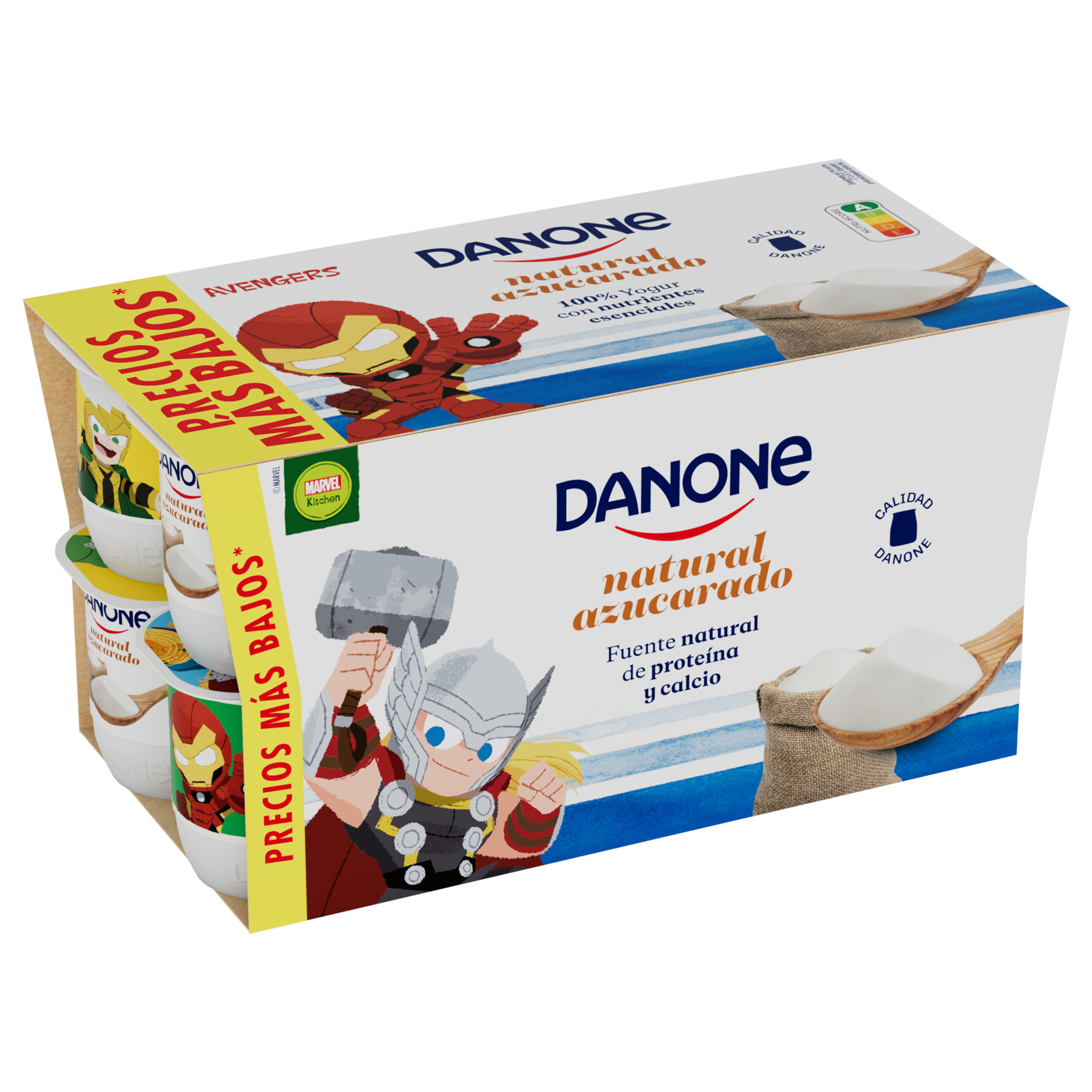 Yogur desnatado de proteínas sabor fresa Danone pack 4 x 100 g